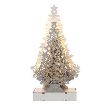 WOODEN THREE LEVEL SUPERIMPOSED LIGHT UP CHRISTMAS TREE